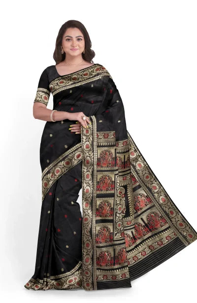 Baluchari Silk Saree – Black - Retail Maharaj