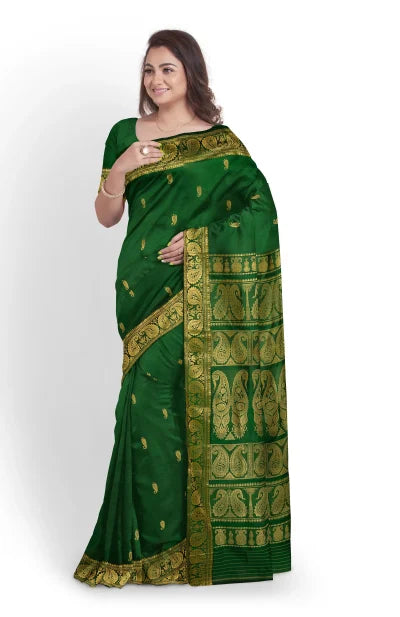 Baluchari Silk Saree – Green - Retail Maharaj