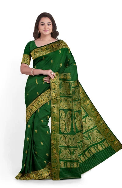 Baluchari Silk Saree – Green - Retail Maharaj