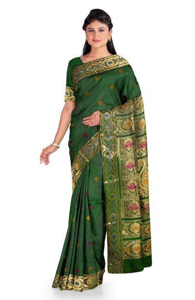 Baluchari Silk Saree – Green - Retail Maharaj