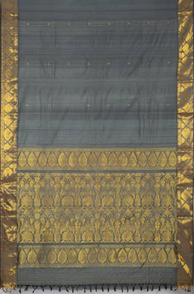 Baluchari Silk Saree – Grey - Retail Maharaj