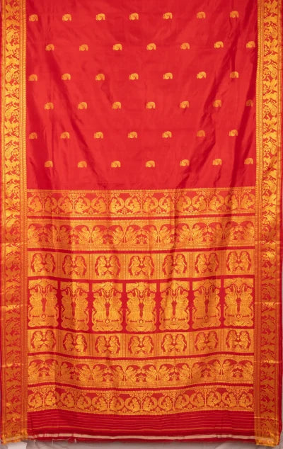 Baluchari Silk Saree – Red - Retail Maharaj