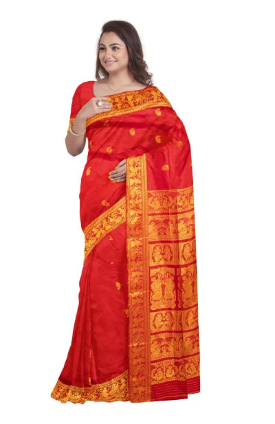 Baluchari Silk Saree – Red - Retail Maharaj