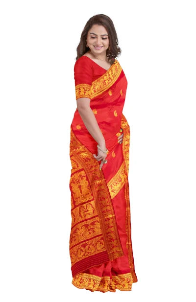 Baluchari Silk Saree – Red - Retail Maharaj