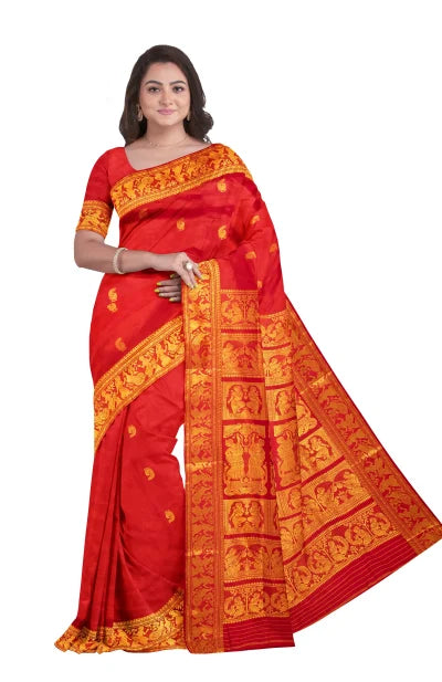 Baluchari Silk Saree – Red - Retail Maharaj