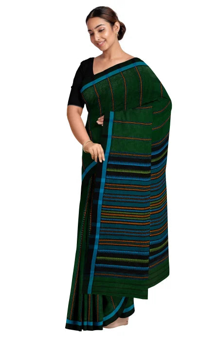 Begumpuri Cotton Saree – Dark Green - Retail Maharaj