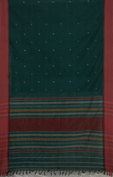 Begumpuri Cotton Saree – Forest Green - Retail Maharaj