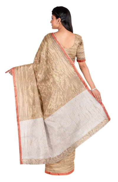 Calcutta Retro – Off-White Tangail Tussar Silk Saree - Retail Maharaj