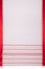 Handspun Saree in White with Red Border - Retail Maharaj