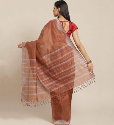 Handwoven Brown Jamdani Silk Saree - Retail Maharaj