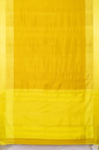Handwoven Tangail Silk Saree – Lemon Yellow - Retail Maharaj