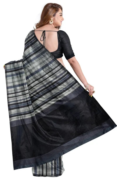 Handwoven Tangail Silk Saree – Shades of Blue - Retail Maharaj