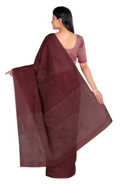 Handwoven Tangail Silk Saree – Wine - Retail Maharaj