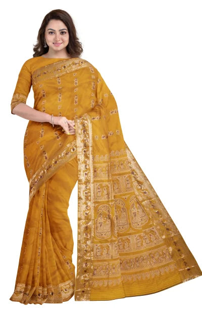 Swarnachari Silk Saree – Mustard Yellow - Retail Maharaj