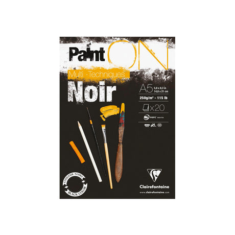 Clairefontaine Paint’On Multi-Technique Black Mixed Media Pad - Retail Maharaj