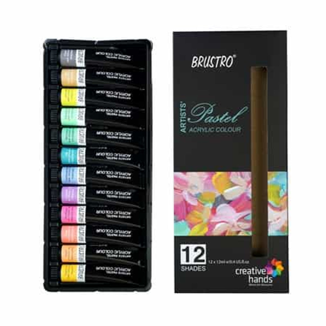 Brustro Artists Acrylic Pastel Colour Set Soft Bodied 12 Shades 12ml Tubes