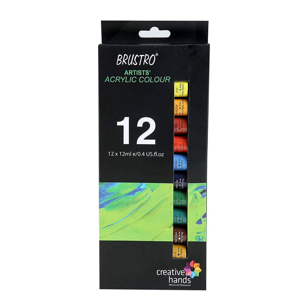 Brustro Artists Acrylic Colour Set Professional 12ml Tubes in 12 and 24 Shades
