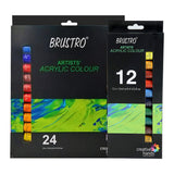 Brustro Artists Acrylic Colour Set Professional 12ml Tubes in 12 and 24 Shades