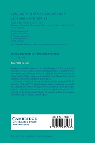 An Introduction to Topological Groups: 15 (London Mathematical Society Lecture Note Series) - Retail Maharaj