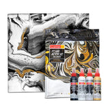 Camel Fluid Acrylic Sets Aqua Sunset Monochrome Pouring Ready Colours with Canvas Board for Easy Creative Art