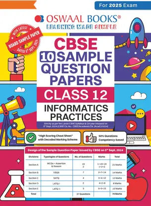 CBSE 10 Sample Question Papers Class 12 Informatics Practices Book For 2025 Exam - Retail Maharaj