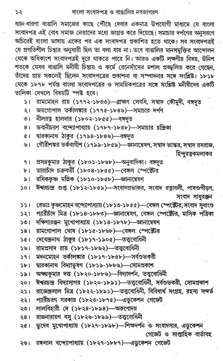 BANGLER SAMBADPATRA O BANGALIR NABAJAGARAN [Hardcover] Partha Chattopadhyay,DEYS - Retail Maharaj
