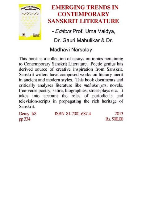 EMERGING TRENDS IN CONTEMPORARY SANSKRIT LITERATURE - Retail Maharaj