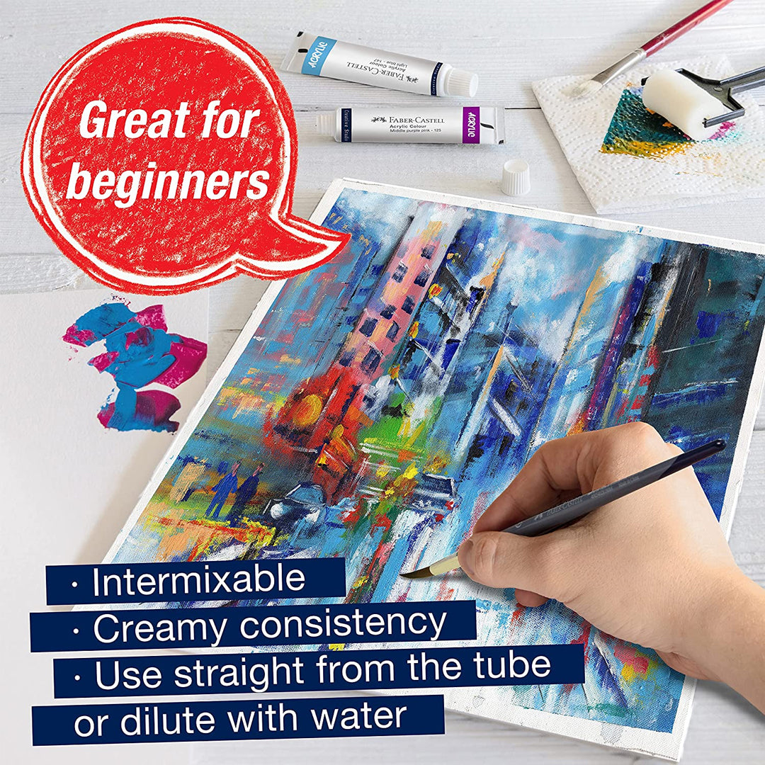 Faber Castell Creative Studio Acrylic Colour Set of 12 and 24 High Pigment Creamy Acrylic Paint for Canvas Paper and Craft