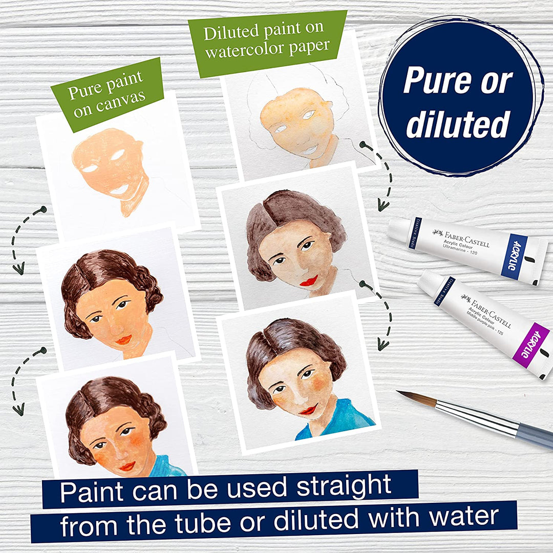 Faber Castell Creative Studio Acrylic Colour Set of 12 and 24 High Pigment Creamy Acrylic Paint for Canvas Paper and Craft