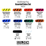 Golden High Flow Acrylic Opaque Set of 10 Ultra Pigmented Ink Like Acrylics for Brush Pen Airbrush and Mixed Media Art
