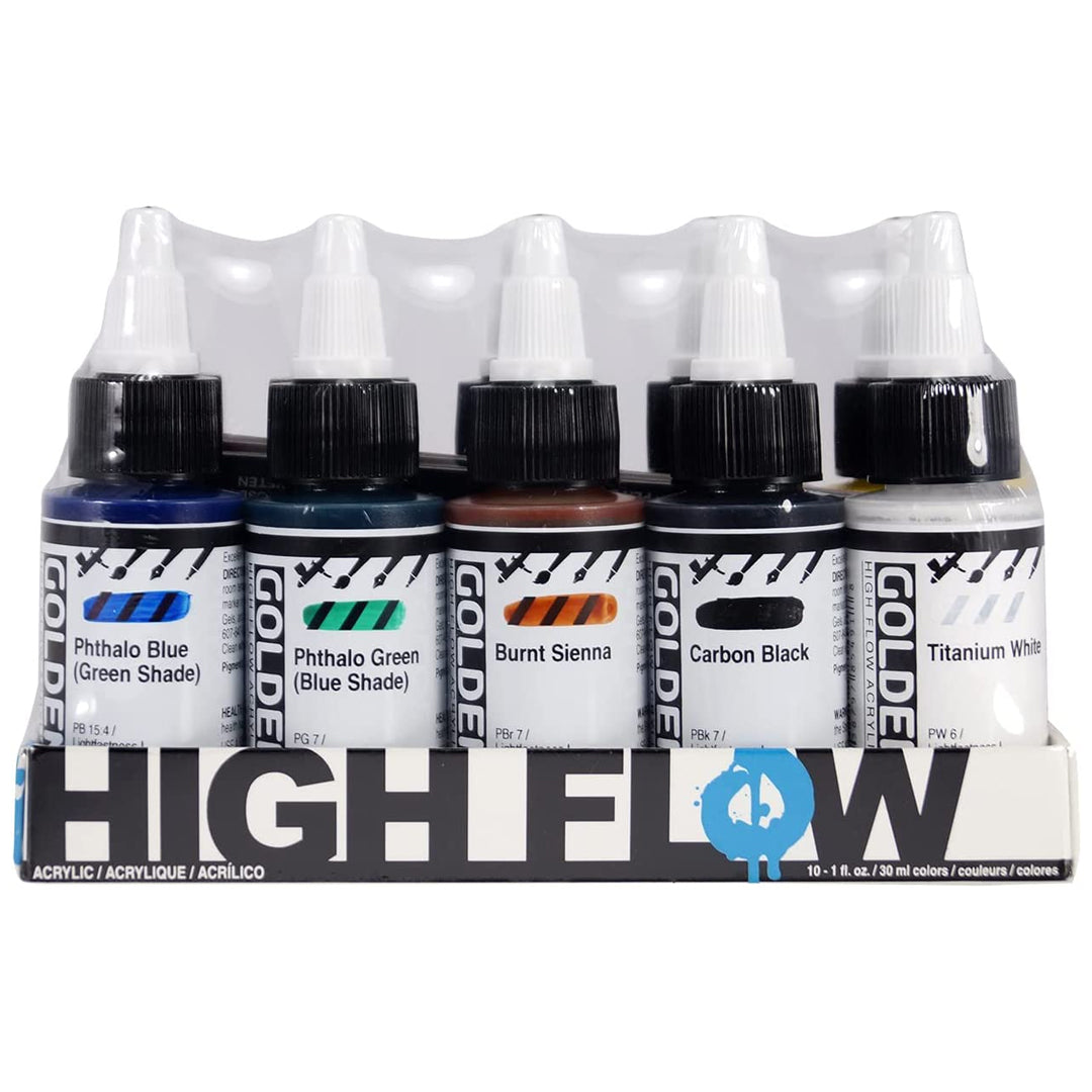 Golden High Flow Transparent Colors Set of 10 Professional Acrylic Inks 30ml