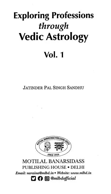 Exploring Professions through Vedic Astrology (3 Volumes Set) [English] By Jatinder Pal Singh Sandhu