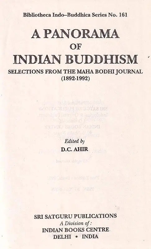 A Panorama of Indian Buddhism: Selections from the Maha Bodhi Journal (1892-1992) (Bibliotheca Indo-buddhica) - Retail Maharaj