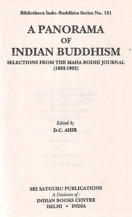 A Panorama of Indian Buddhism: Selections from the Maha Bodhi Journal (1892-1992) (Bibliotheca Indo-buddhica) - Retail Maharaj