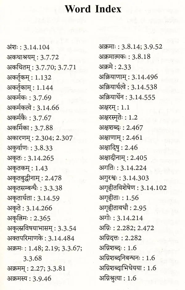 वाक्यपदीयपदानुक्रमणिका- Word Index of Vakyapadiya - Retail Maharaj