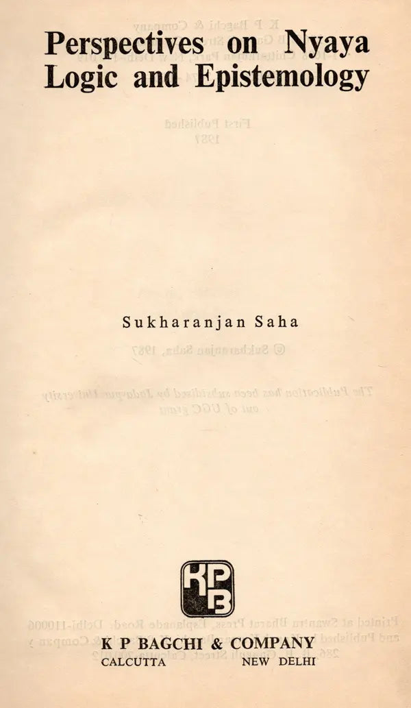 Perspectives on Nyaya Logic and Epistemology (An Old and Rare Book) - Retail Maharaj