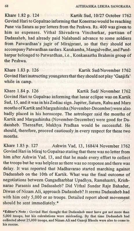 Survey and Calender of Marathi (Modi) Documents (1600-1818) from Aitihasika Lekha Sangraha (Historical Journal) An Old and Rare Book - Retail Maharaj