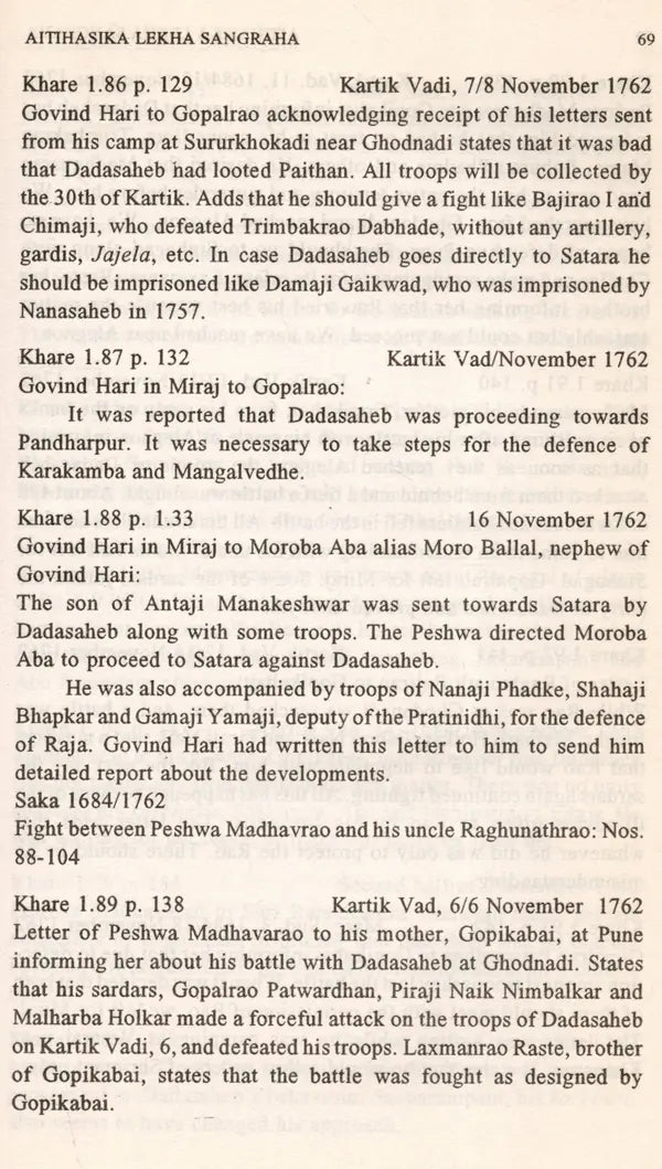 Survey and Calender of Marathi (Modi) Documents (1600-1818) from Aitihasika Lekha Sangraha (Historical Journal) An Old and Rare Book - Retail Maharaj