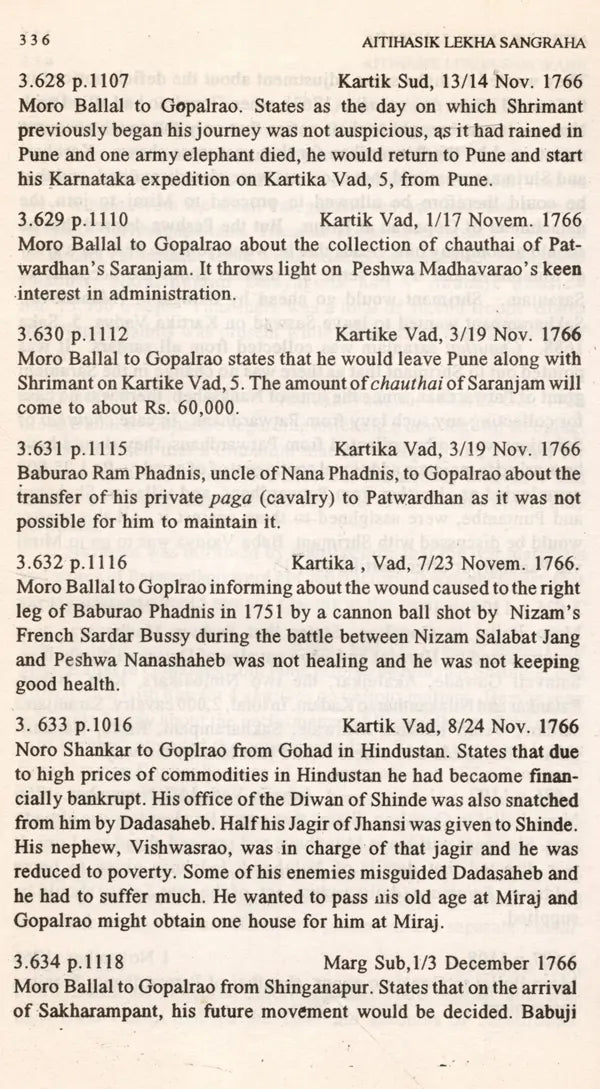 Survey and Calender of Marathi (Modi) Documents (1600-1818) from Aitihasika Lekha Sangraha (Historical Journal) An Old and Rare Book - Retail Maharaj