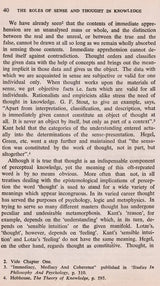 The Roles of Sense and Thought in Knowledge (An Old and Rare Book)
