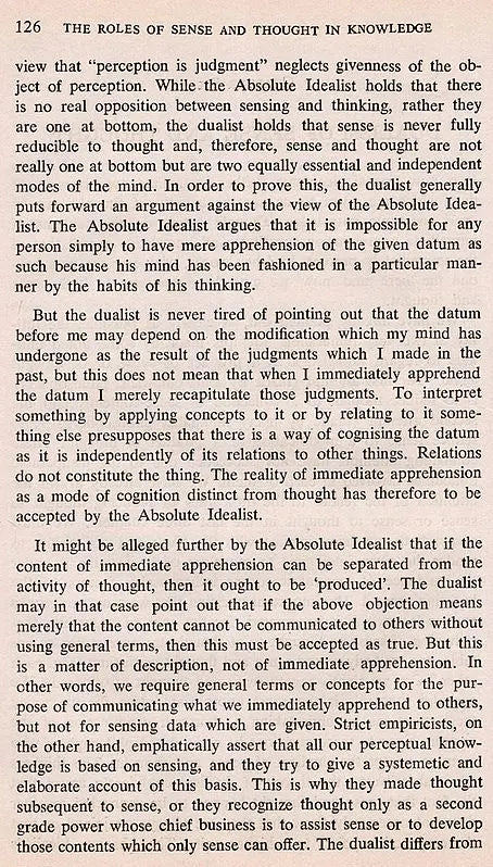 The Roles of Sense and Thought in Knowledge (An Old and Rare Book)