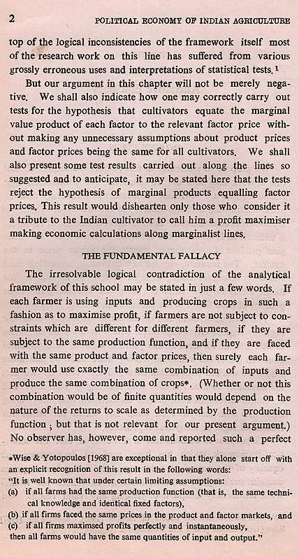 Political Economy of Indian Agriculture (An Old and Rare Book)