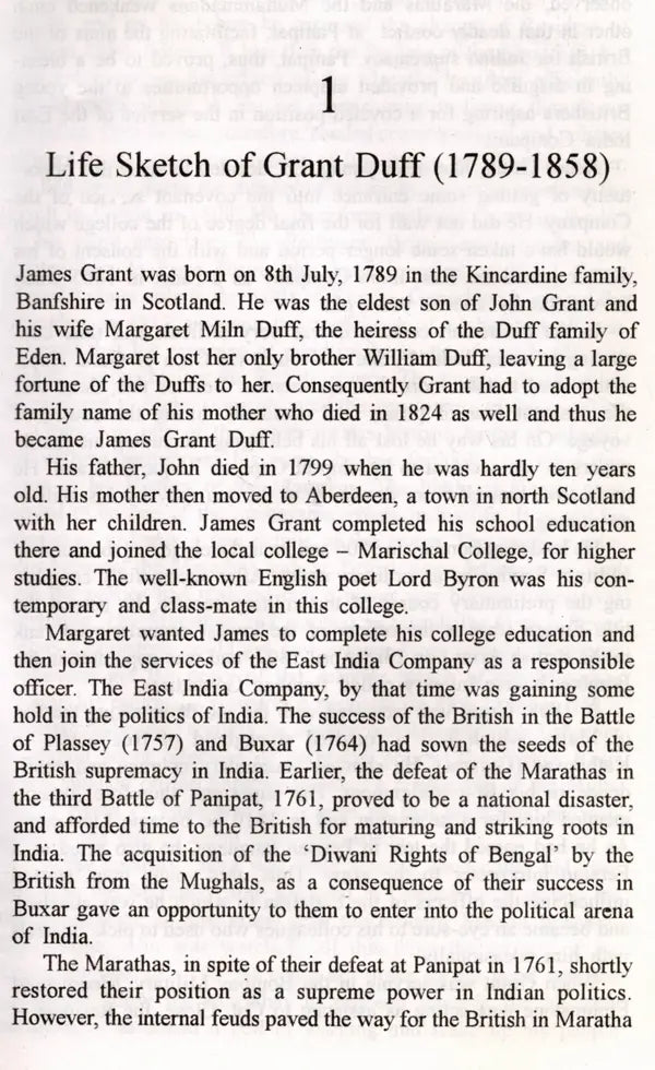 James Cuninghame Grant Duff- Administrator-Historian of the Marathas
