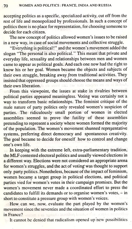 Women and Politics France, India and Russia