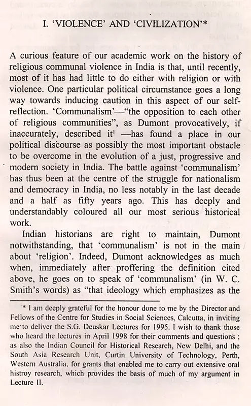 Memory, History and The Question of Violence Reflections on the Reconstruction of Partition (Sakharam Ganesh Deuskar Lectures on Indian History and Culture, 1995)