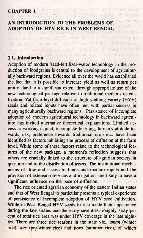 Determinants of Adoption of HYV Rice in West Bengal