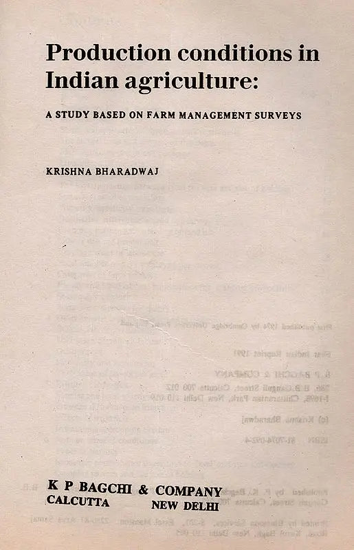 Production Conditions in Indian Agriculture: A Study Based on Farm Management Surveys (University of Cambridge Department of Applied Economics Occasional Paper 33, An Old and Rare Book)