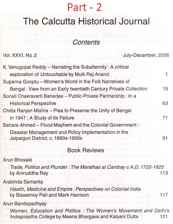The Calcutta Historical Journal- Vol. 26, No. 1: Madari Silsila: Origin and Evolution, Vol. 26, No. 2: Women's World in the Folk Narratives of Bengal: View from an Early Twentieth Century Private Collection (Set of 2 Volumes) - Retail Maharaj