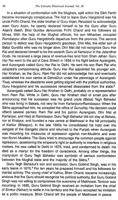 The Calcutta Historical Journal- Vol.XXX, No. 1-2 Situating Banda Singh in His Historical Context and Sannyasi and Fakir Rebellion in Lower Bengal (Vol.XXX, No 1-2 January-December, 2014) - Retail Maharaj