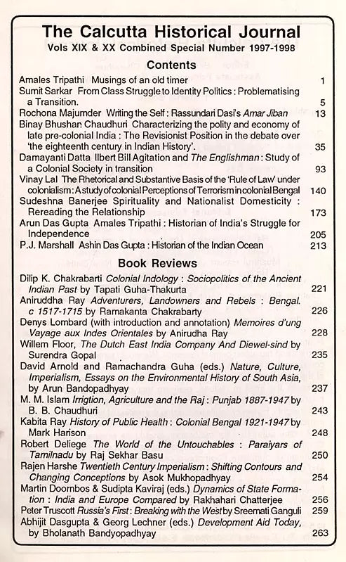 The Calcutta Historical Journal- Vols. XIX & XX: Spirituality and Nationalist Domesticity: Rereading the Relationship, Historian of India's Struggle for Independence (An Old and Rare Book) - Retail Maharaj